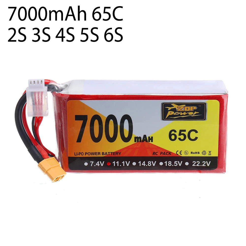 

7000mAh 65c RC Airplane Model UAV 2s 3s 4s 5s 6s 7.4 11.1v 14.8 18.5v 22.2v High Magnification1143125 Lithium Battery