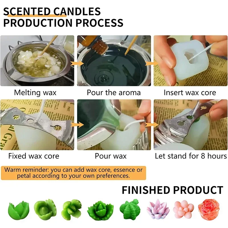 1Pc Plant Silicone Molds 3D Succulent Candle Mold Flower Candle Mould Cactus Resin Mold for Candles Soaps Making Soap DIY Mould