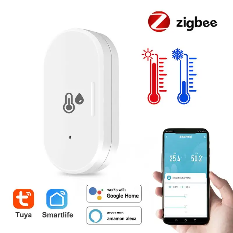 Capteur de température et d\'humidité Tuya Zigbee, besoin de hub de passerelle Zigbee, maison intelligente, hygromètre intérieur, Alexa, Google Voice