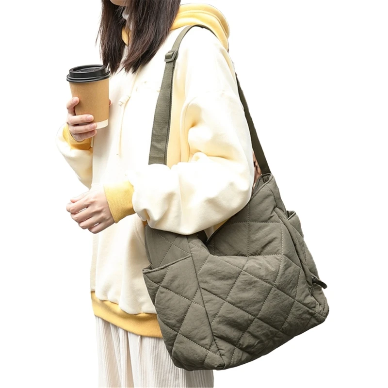Bag Quilted Handbag Shoulder Bag for Girl Women Versatile Bag Puffer Bag Crossbody Bag Solid Color Tote Bag image 4