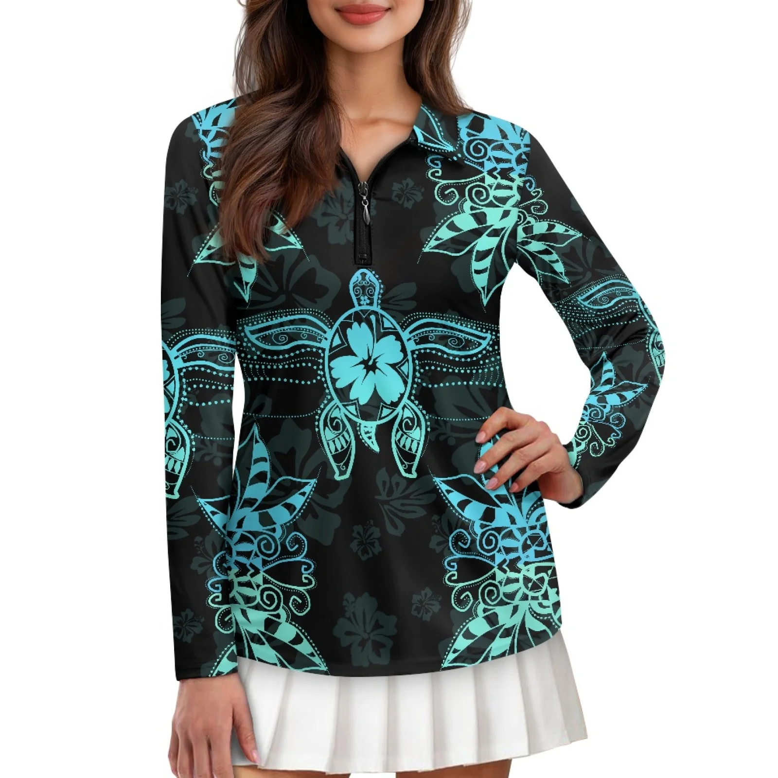 PENSTROLL Turtle Floral Womens Hiking Tennis Running Tops Athletic Golf Hiking Shirts Tops for Camping