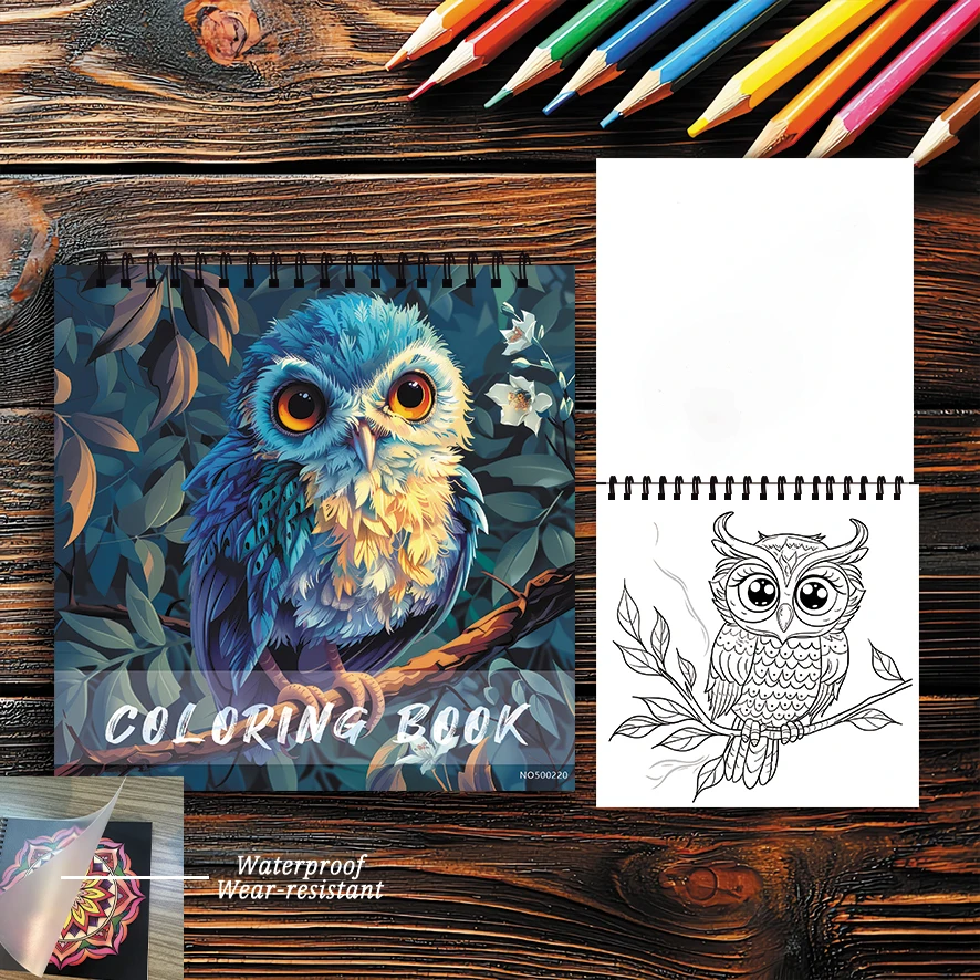 Livro para colorir adulto coruja 22 páginas 8,27 x 8,27 polegadas presente perfeito para alívio do estresse