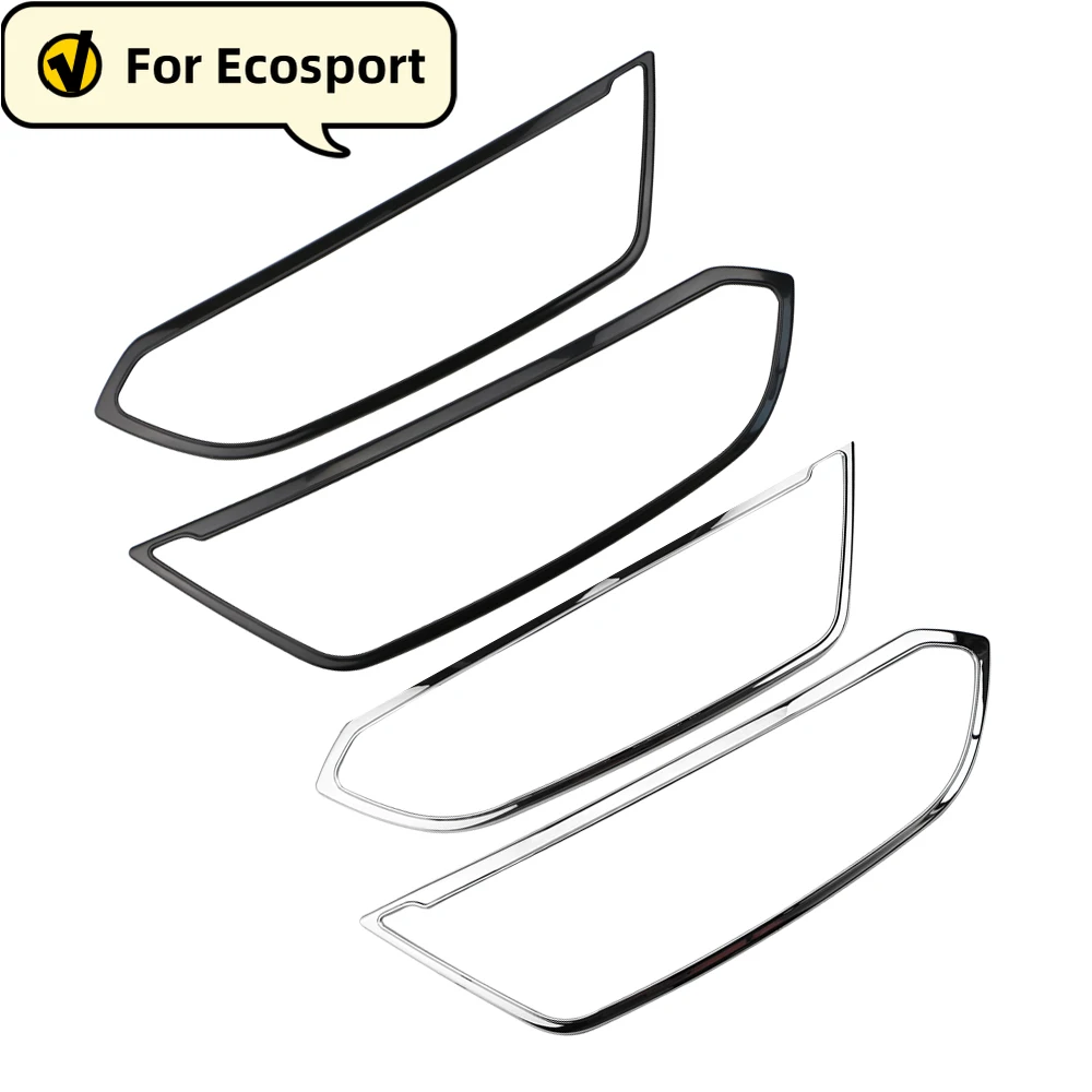 Car Front Headlight  Head Light Cover Sticker Trim for Ford Ecosport 2018 2019 2020 2021 ABS Chrome HeadLamp Decoration