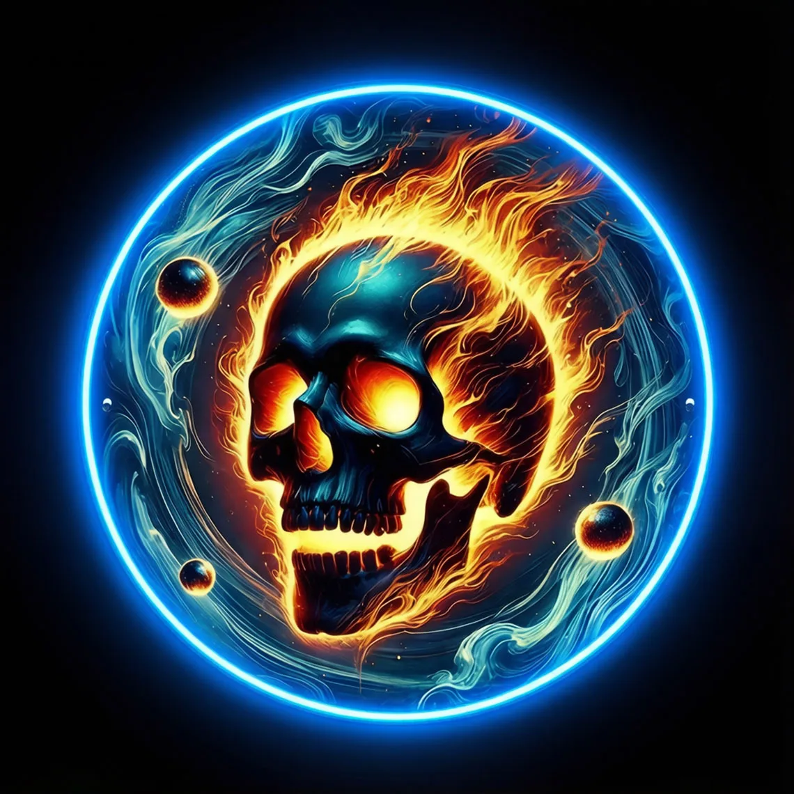 Glowing Flame Skull Neon Sign,Flame Skull LED Neon Sign for Bedroom,Bar,Game Room,Gothic Cosmic Neon Decor,Gifts For Skull Lover