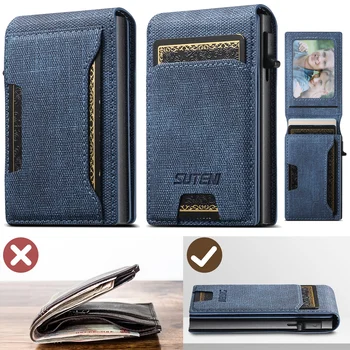 Push-out Card High Quality Faux Leather Card Holder Wallet Holder Large Capacity Can Hold 1-12 Cards 1 Photo Black/Brown/Blue 1