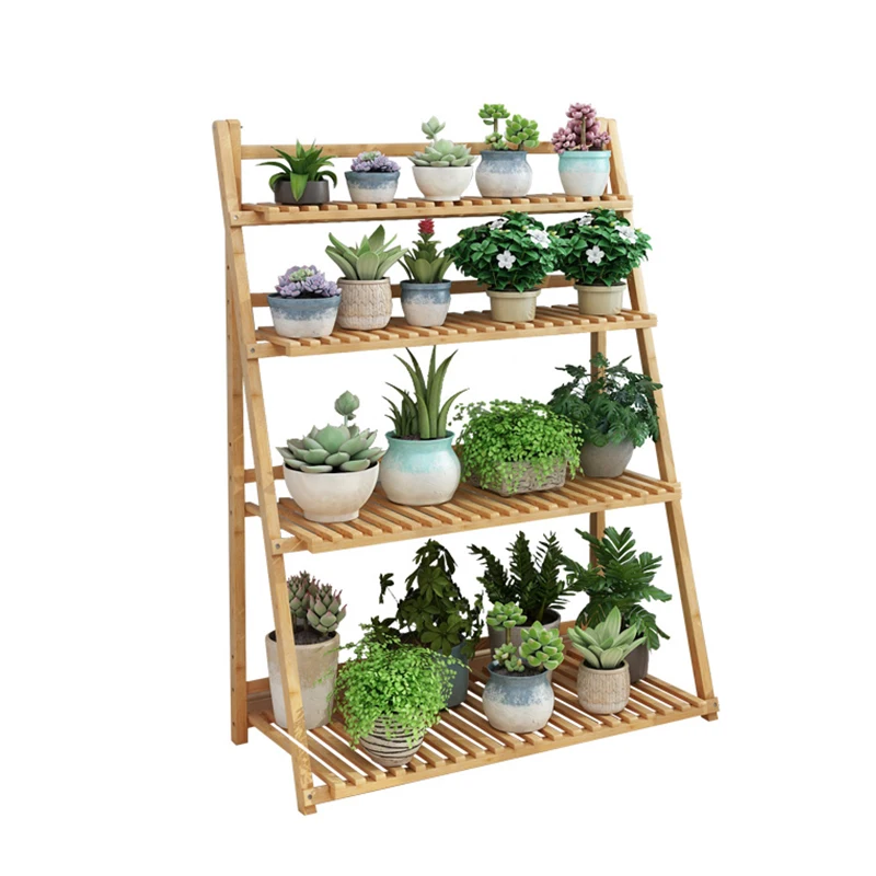 折りたたみ式木製植物スタンドフラワーシェルフ多層植物ホルダー多肉植物クモアイビー鉢植え植物バルコニー装飾用