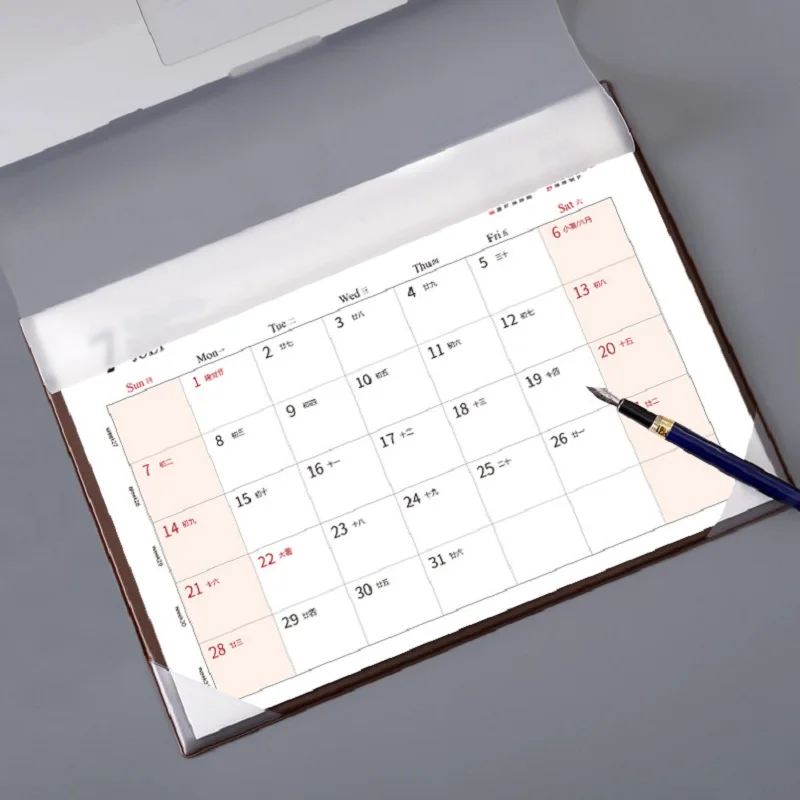 A3 A4 Desk Calendar 2024 With Pocket Office Monthly Planner 180g Thick Paper Table Mouse Pad Year Ajendas Almanaque