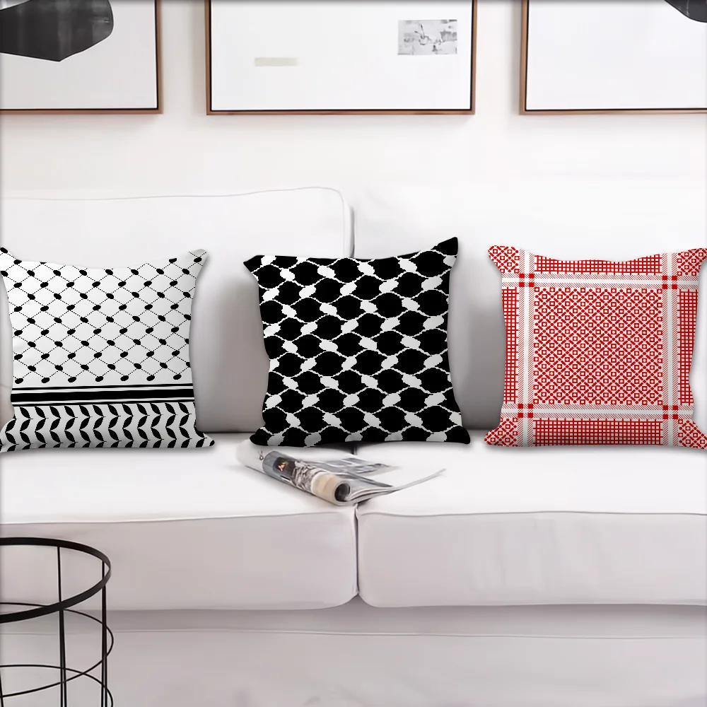 Arabic Keffiyeh Traditional Pattern Sofa Living Room Bedroom Headboard Backrest Cushion Square Cushion Nap Time Pillow Case