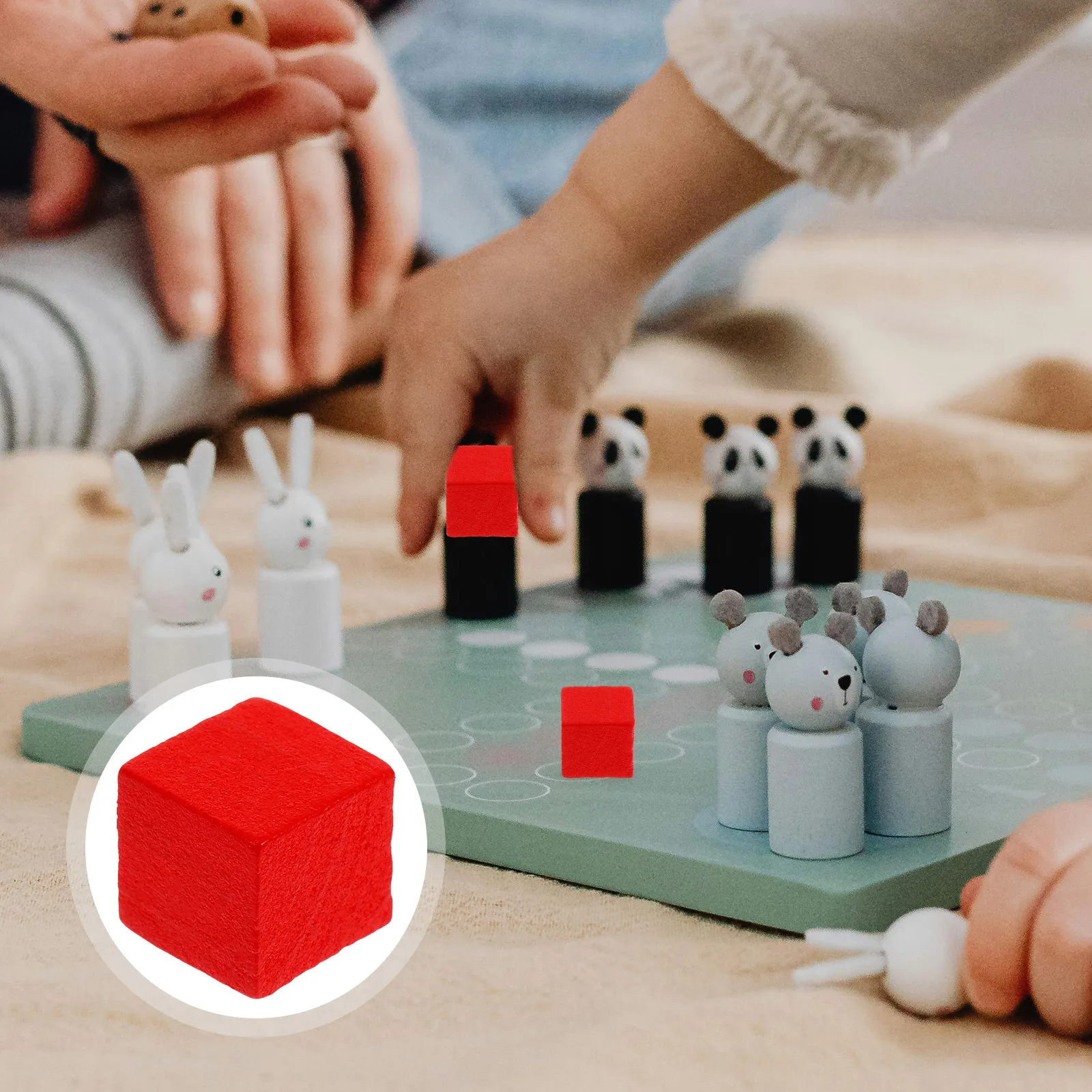 50 pçs peças de xadrez de madeira mini quadrado durável longevidade matemática ajuda de ensino crianças jogos de tabuleiro peças de jogo acessórios de jogo de tabuleiro