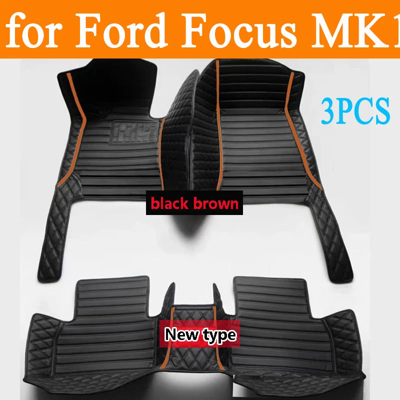 

Custom Automotive Car Floor Mats For Ford Focus MK1 2000 2001 2002 2003 Auto Luxury Leather Men Women Car Mats Full Coverage
