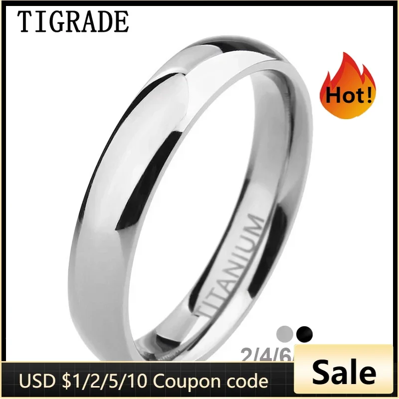 TIGRADE 2/4/6/8mm Mens Wedding Band Polished Women Titanium Simple Engagement Classic Rings Black Silver Color Lady anel 3-15