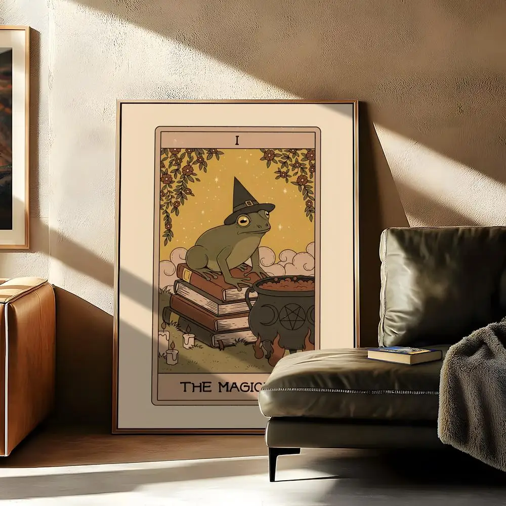 لوحة التارو للضفادع الرجعية للخط صديقة للبيئة مقاومة للماء من القماش، هدية تزيين المنزل والحمام