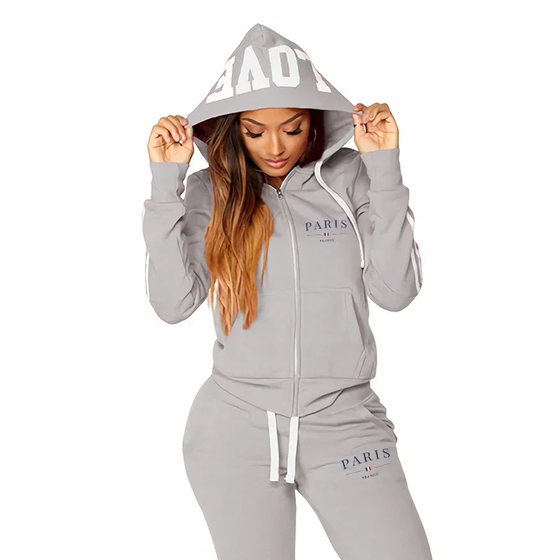 Hot Sale Autumn Winter Fashion Women's Two-piece Set Suit Sports Comfortable Zipper Daily Outdoors Hoodie Jogging Casual Quality