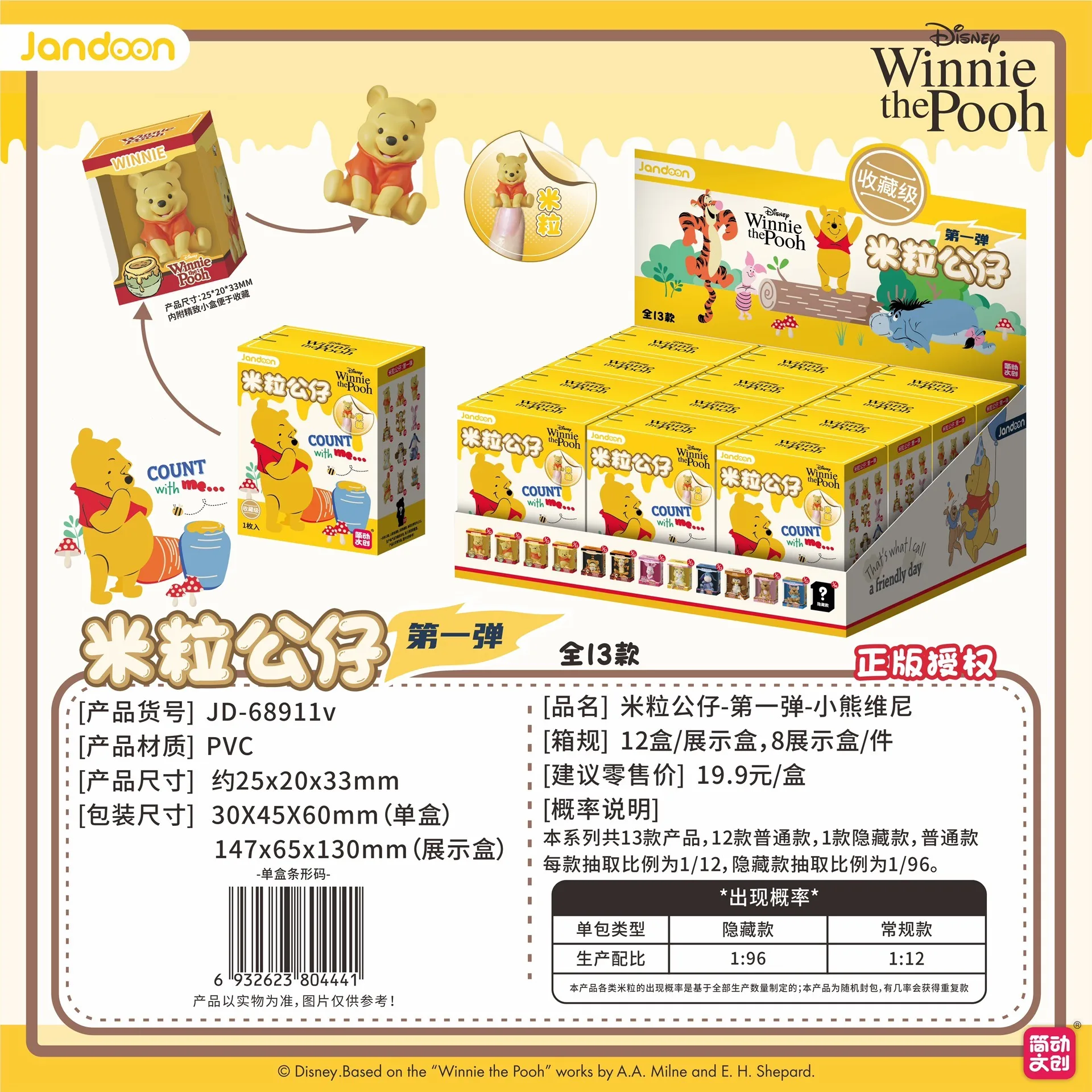 JANDOOM أصدقائي تيجر وبوه الدب الخنزير الصغير Eeyore تيجر عمل الشكل صندوق أعمى الأرز الحبوب دمية أنيمي الكرتون نموذج اللعب هدية #3