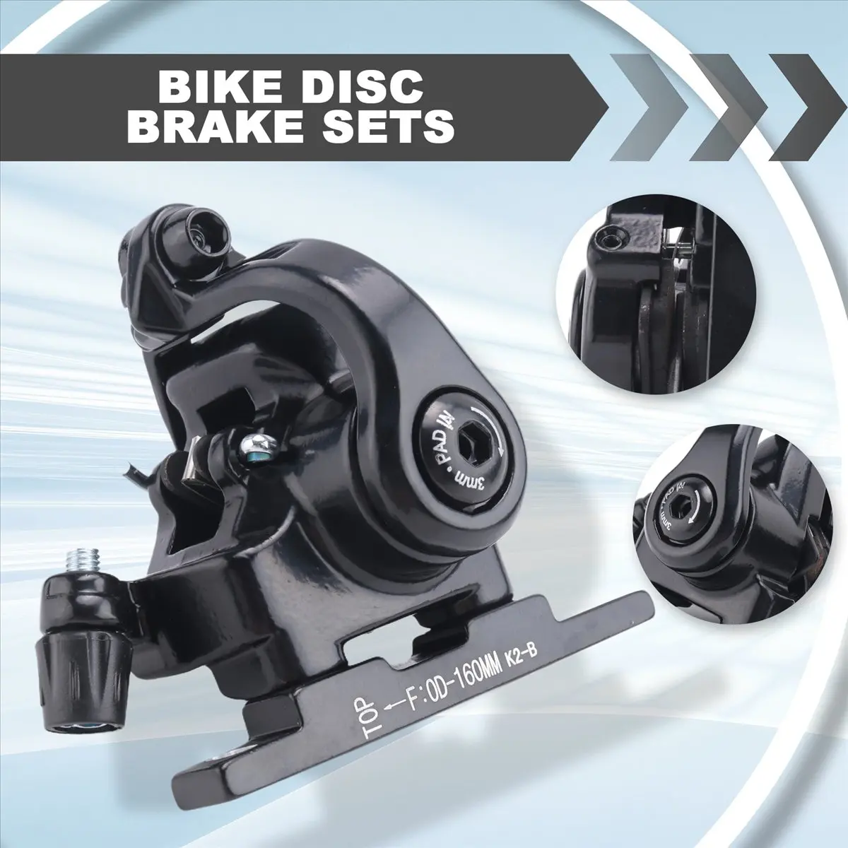 ABST  Road Bike Disc Brake Flat Mount Mechanical Dual Side Actuation Caliper 160mm Front Rear Bicycle Clamp Brake - view 5