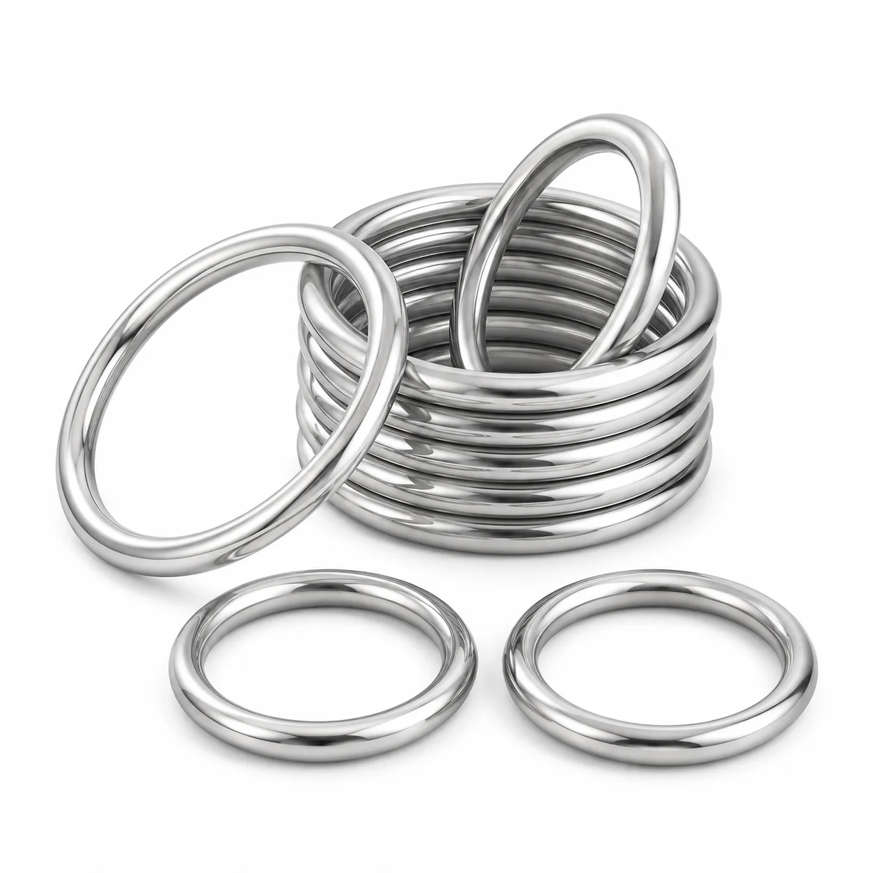 SUS304 Stainless Steel O Rings M3-M16 Solid Seamless Round Metal Ring 15-150mm for Straps Bags Chains Belts Buckles Hardware DIY