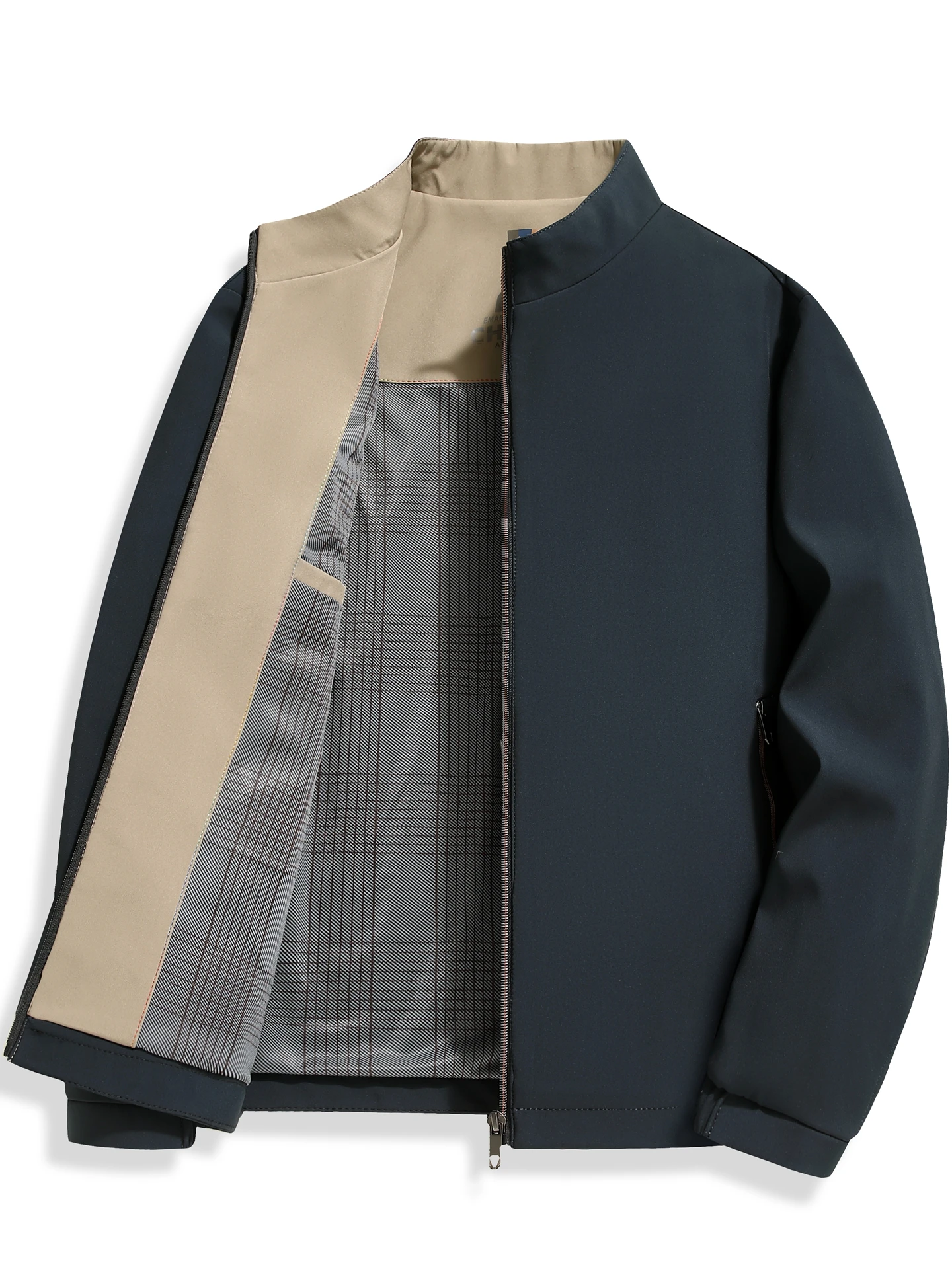 

Casual Thin Men's Jaet Spring Autumn Faion Urban Sle Polyester Fabric Long Sve Zipper Closure Stand Collar Windproof...