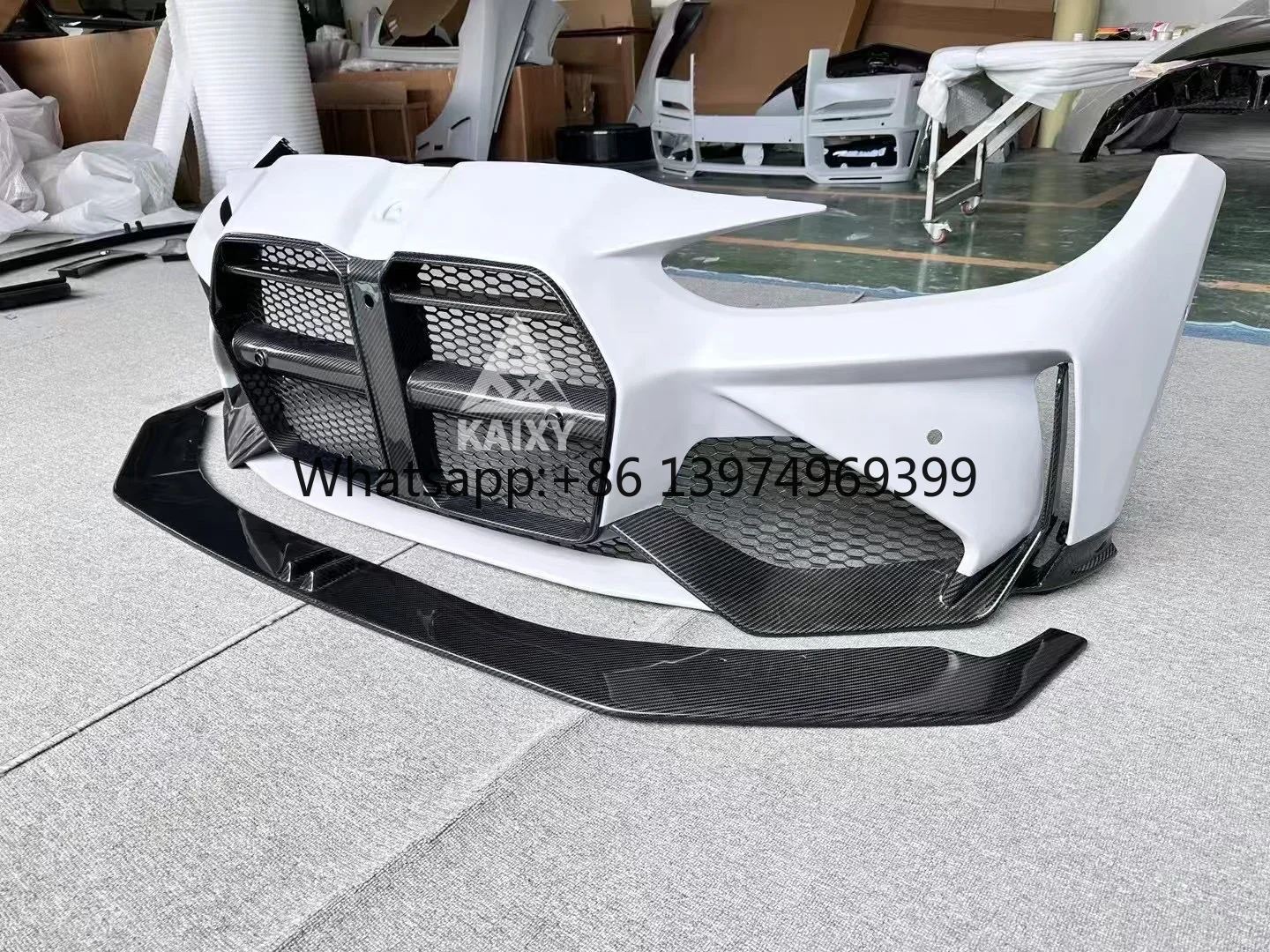 KXY AD Style High Quality Dry Carbon Fiber Front Bumper for BMW G80 M3 G82 M4 Upgrade AD Front Bumper Body Kit