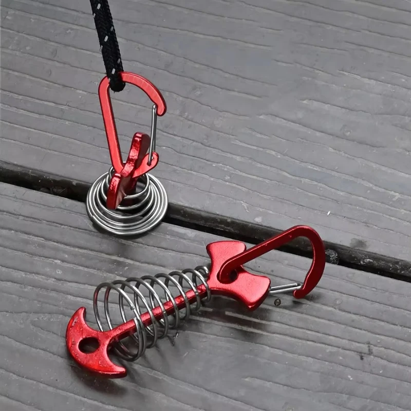 Camping Tent Pegs Deck Floor Nail Fish Bones Board Spring Nail With Rope Buckles Tent Nails Camping Tent Supplies Accessories