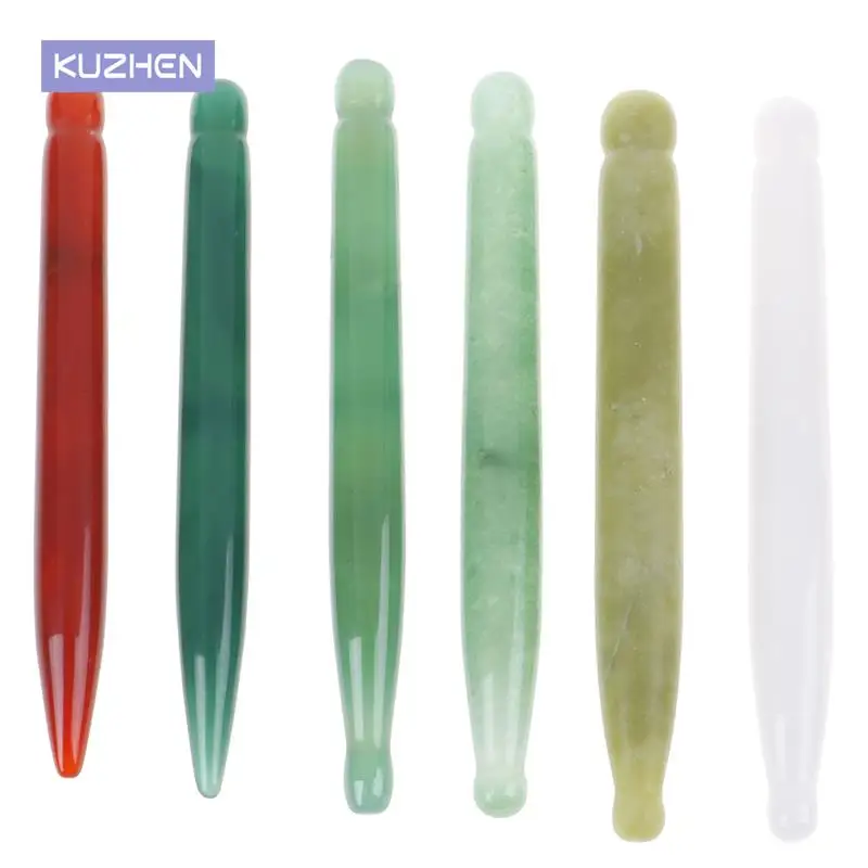 

Natural Jade Points Pen Handmade Face Point Massage Tool SPA Therapy Jade Stone Scraping Stick Massager