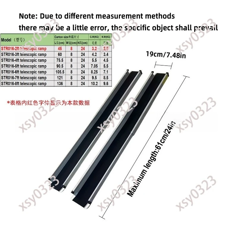 Portable Telescopic Aluminum Ramp, Lightweight Mobility Aid for Wheelchair Stair Access