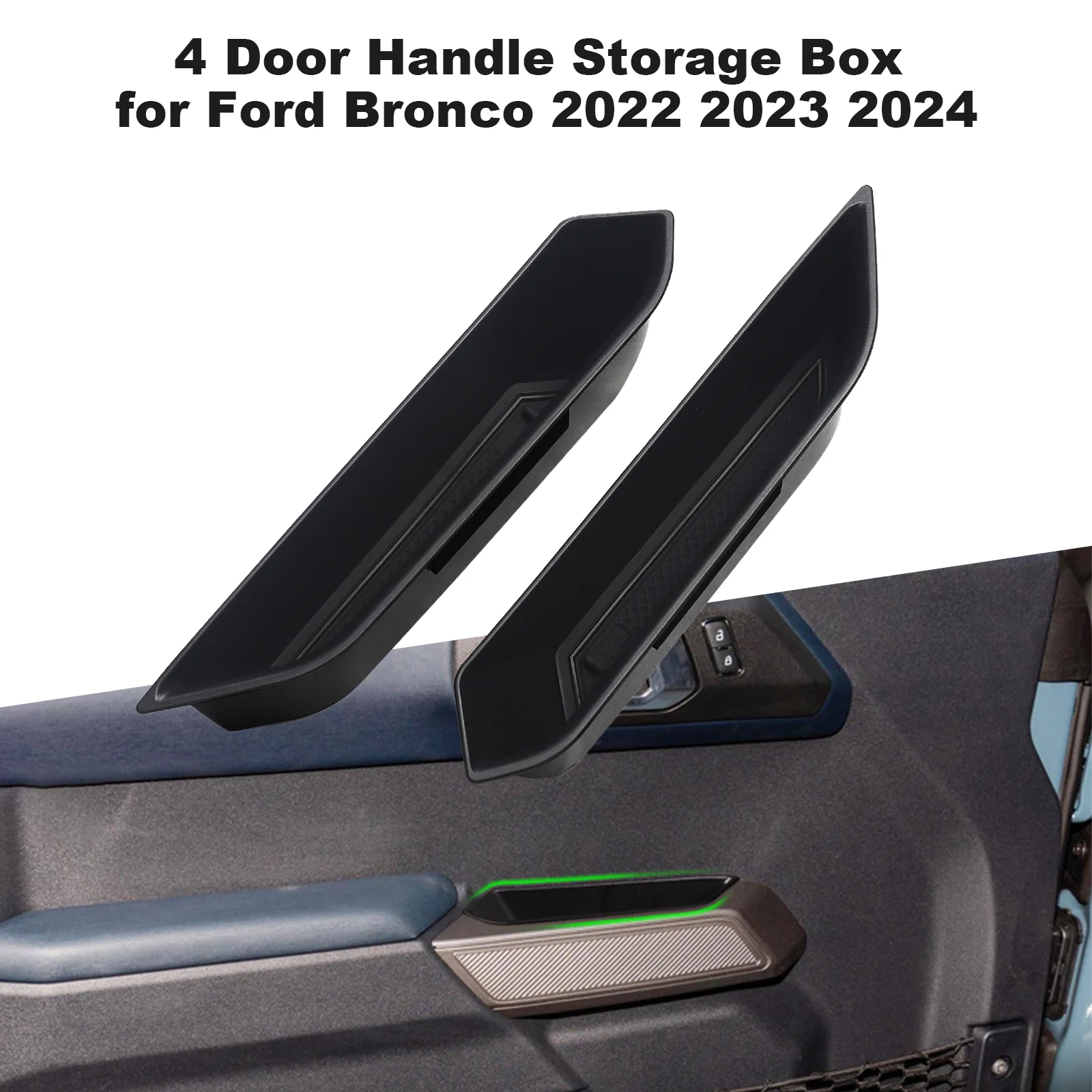 

For Ford Bronco 2021 2022 2023 2024 2025 Door Side Storage Tray ABS Front Rear Box Car Accessories Door Handle Storage Box