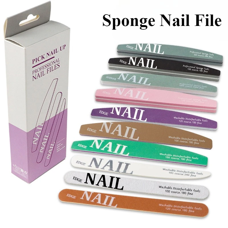 Double-sided Nail File Blocks Colorful Sponge Nail Polish Buffing Sanding Buffer Strips Polishing Pedicure Manicure Tools