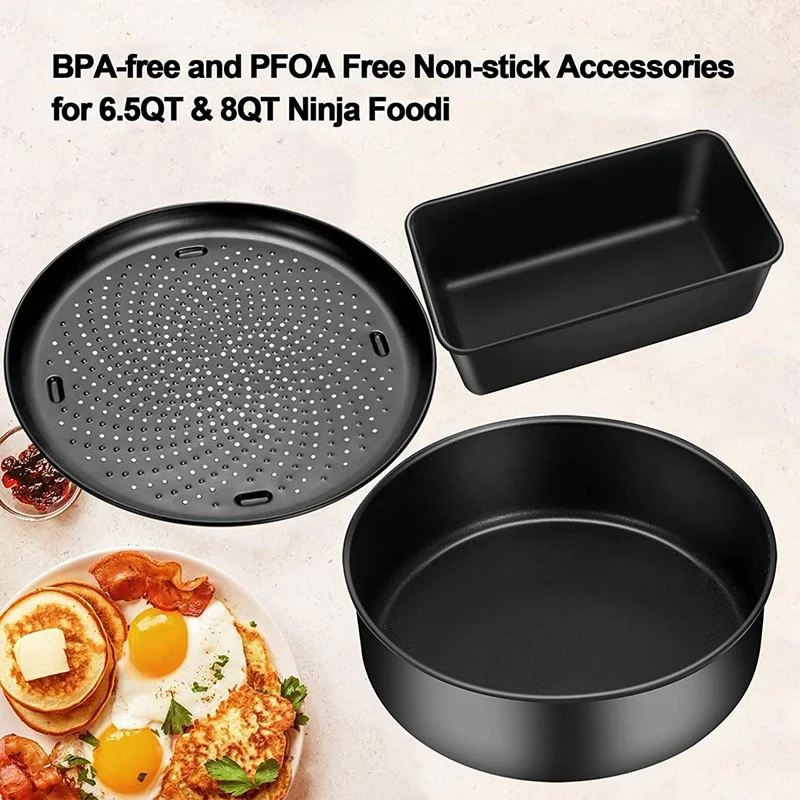 Air Fryer Accessories For 6. 5 QT And 8 QT Ninja Foodi,Air Fryer Bake Kit , Non-Stick Coating,Dishwasher Safe