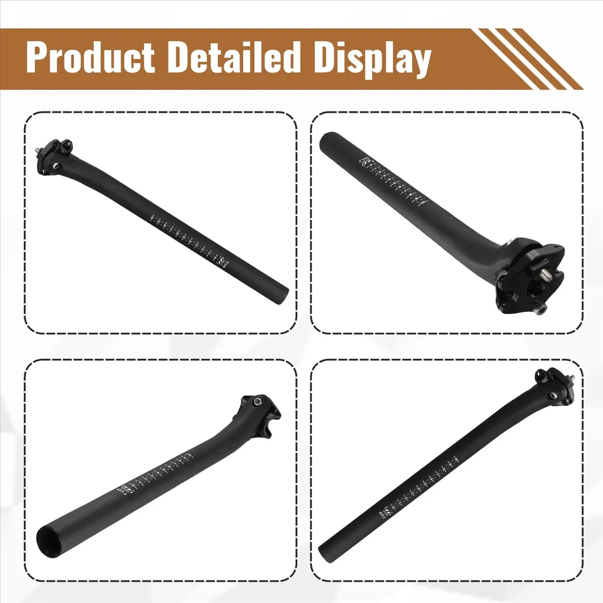 (AD10) Carbon Seat Post Offset 27.2-350mm MTB/Road Bike Seatposts Carbon Fiber Half Shell Suitable for Carbon Rail Saddl