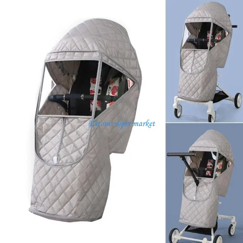 090B Showerproof Rain Cover for Single Pushchair Thick Stroller Waterproof Windshield Winter Stroller Windproof Guard