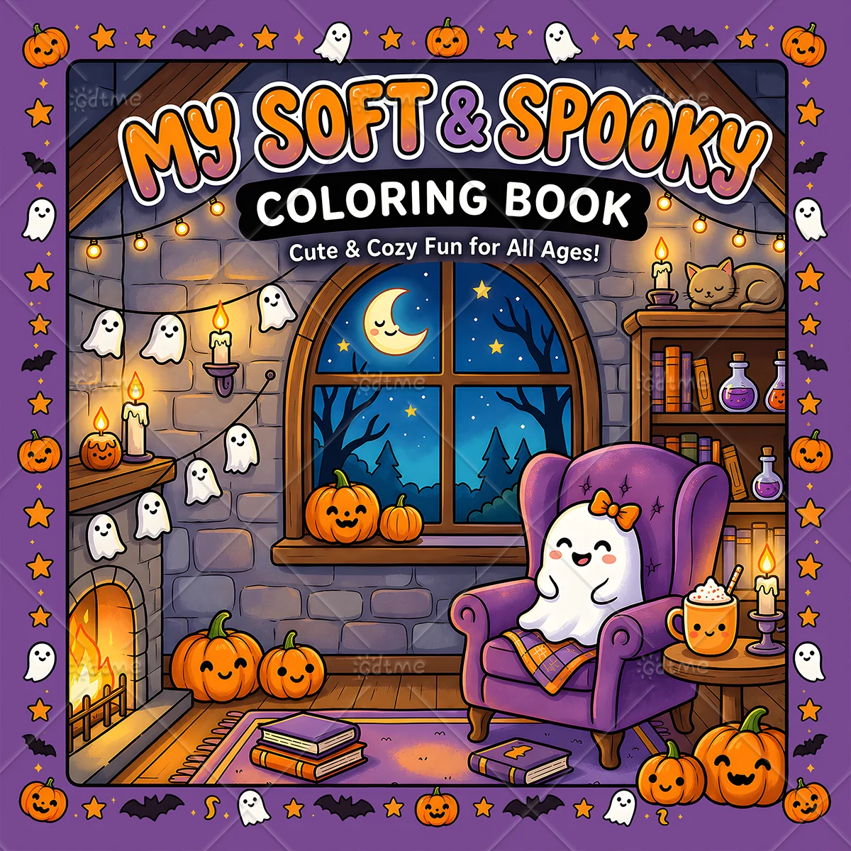 My Soft & Spooky Coloring Book, Large Print Cozy Cute Halloween Ghost Scenes, Stress Relief Relaxing Art Drawing Book for Adults
