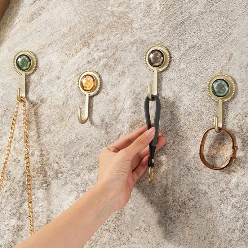 Heavy Duty Adhesive Wall Mount Ganchos, Cabides Pendurados, Cabides Decorativos de Toalha para Cozinha e Banheiro, 4 PCs