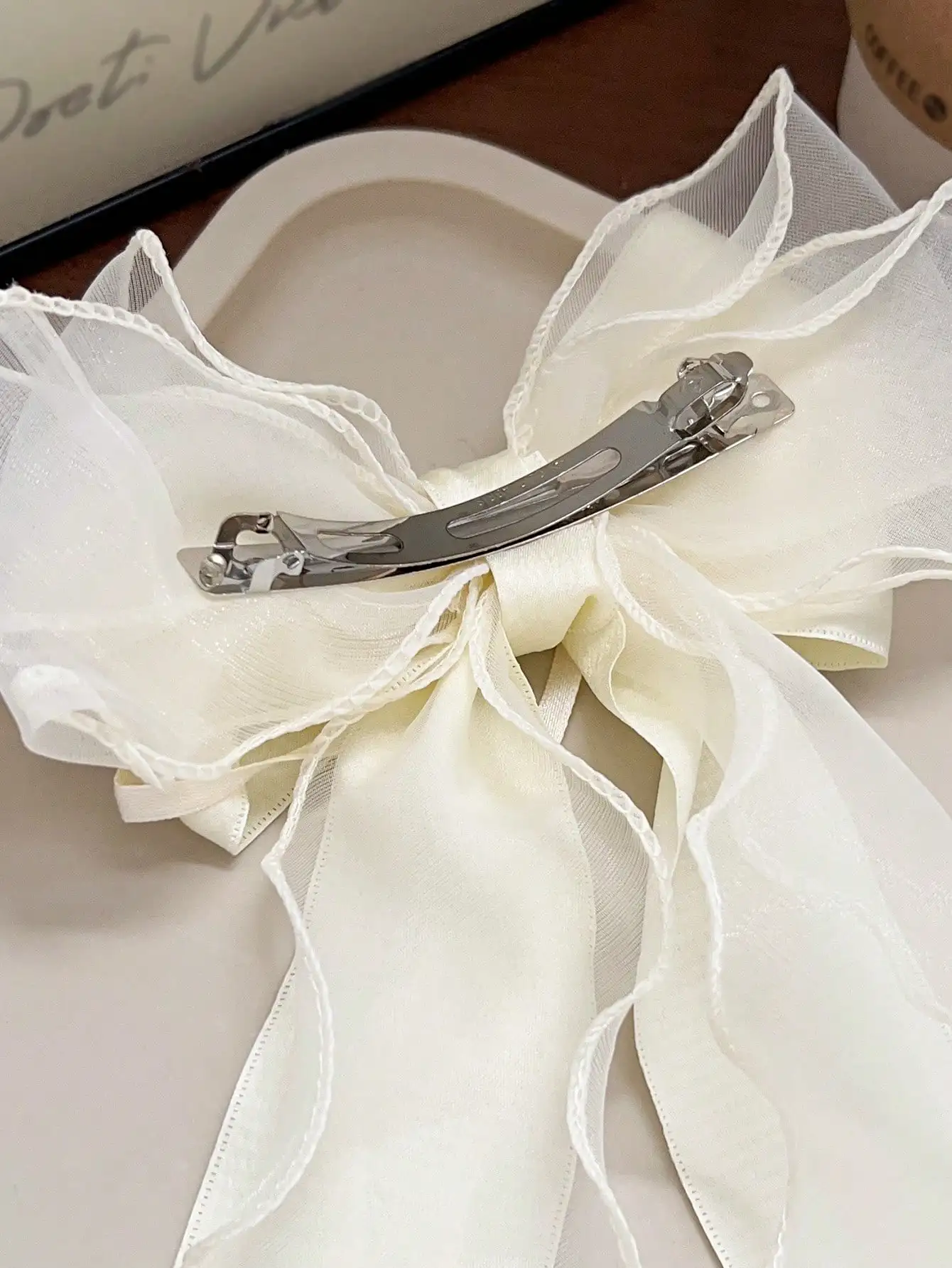1Pcs Rosa Spitze Bogen Band Frühling Haar Clip Coquette Barrettes Lange Schwanz Band für Frauen Weihnachten Valentines Hochzeit Prom zubehör – Detail 10