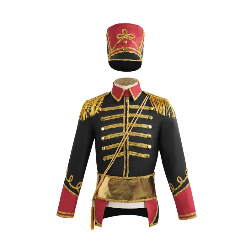 

Men Circus Ringmaster Lion Tamer Show Outfits Tailcoat Jacket with Hat Set for Halloween Birthday Party costume