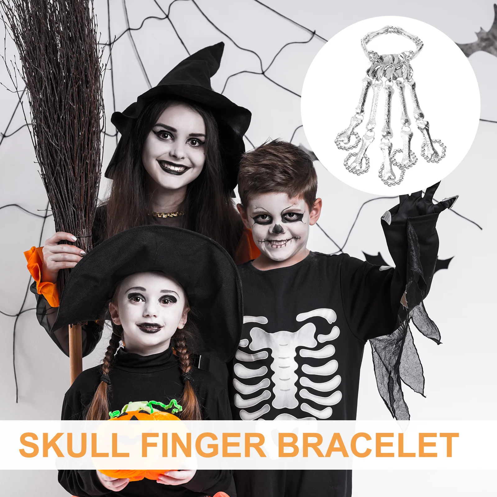 

Stylish Skull Bracelet Bones Bangle Gothic Halloween Accessory for Women Girls Silver Rocker Outfit Skull Bracelet