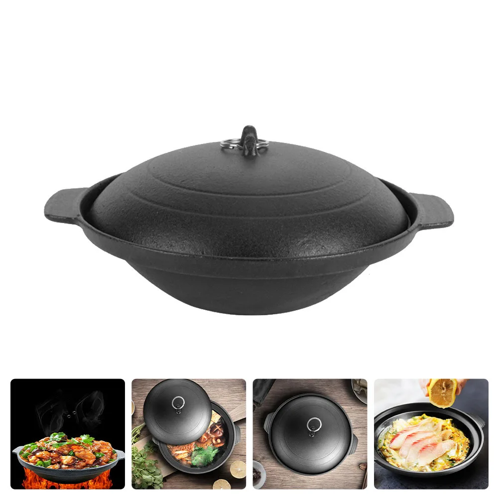 

1pc Cast Iron Casserole Rice Pot For Yellow Stewed Chicken Home Kitchen Cookware Baking Pan Household Pot