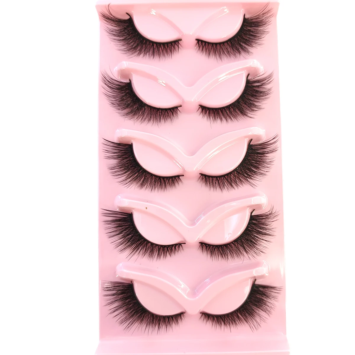 5 Pairs Cat/Fox Eyelashes Faux Mink Eyelashes Winged End Eye Elongated Eyelashes Fake Lashes Soft Natural Long Full Strip Lashes