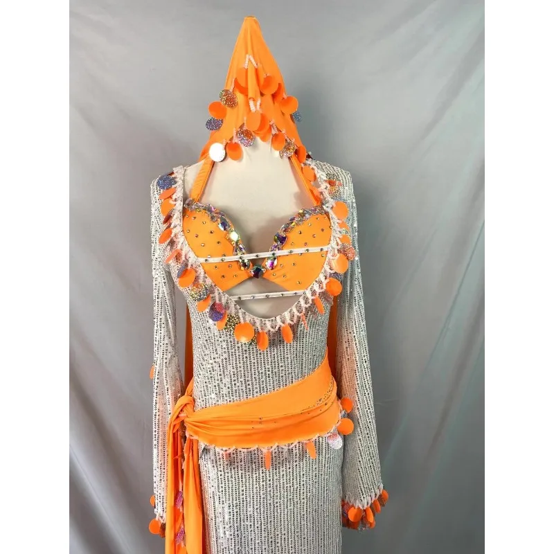 

Костюм для танца живота по индивидуальному заказу, халат из ротанговой трости, Сайди Шааби, сценическая одежда для восточного танца, костюм для соревнований, женский костюм