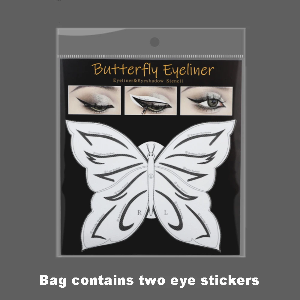 3pcs Butterfly Eye Make-Up Stencils Eyeliner DIY Eye Shadow Template Non-Woven Auxiliary Stickers Lazy Eyeliner Design Festival