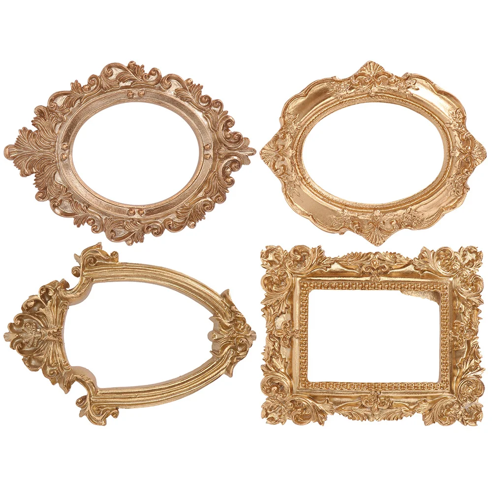 4 Pcs Photo Frame Earrings Decorative Ornaments Picture Frames Vintage Mini Resin Display