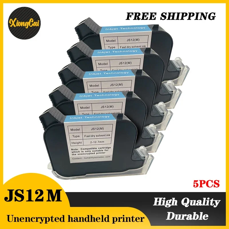 

5PCS JS12 12.7mm Handheld thermal inkjet Printer Fast Dry Eco Solvent Ink Cartridge for JS12( M) Unencrypted handheld printer