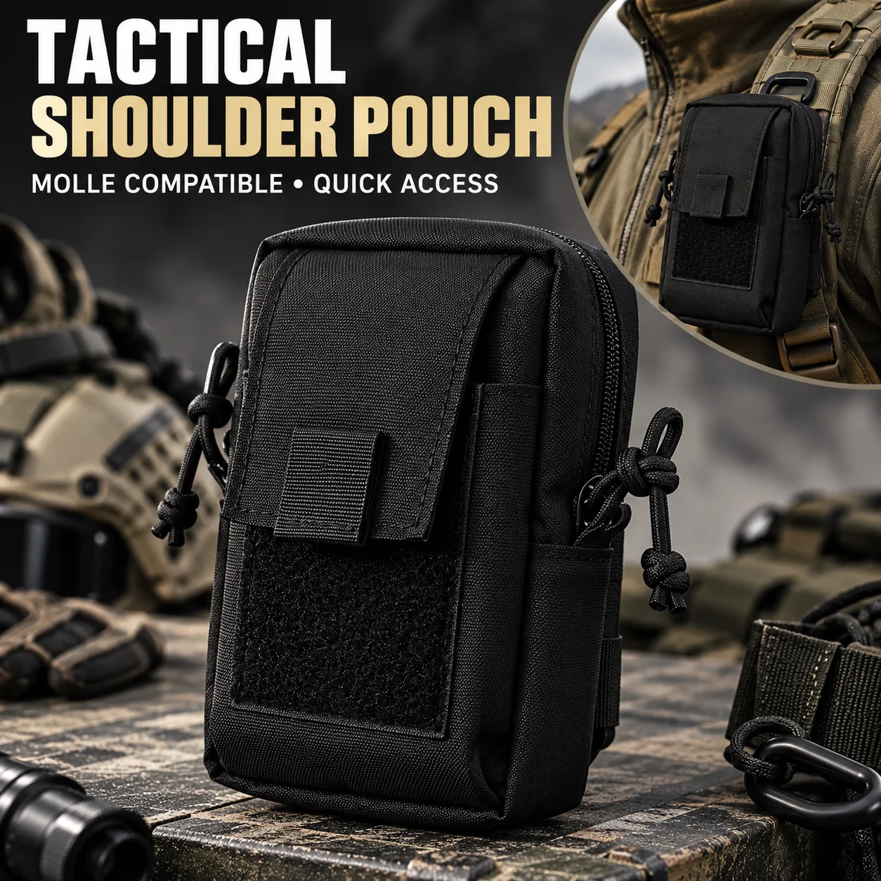 Portable MOLLE Accessory Pouch Shoulder Strap Multifunctional Waist Bag Outdoor Gear For First Aid & Phone Storage Sports Pack