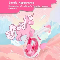 Máscara de buceo de unicornio para niños, gafas antivaho completamente secas, impermeables con sistema respiratorio avanzado, equipo de natación y snorkel