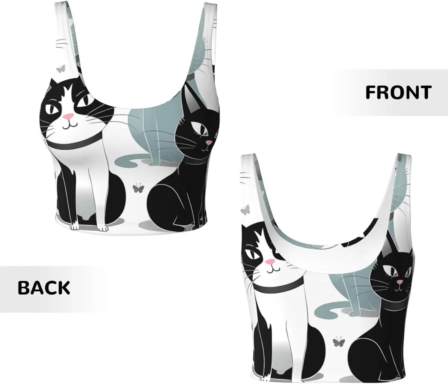 حمالات صدر رياضية للنساء، قمصان بدون أكمام للسيدات قابلة للإزالة على شكل حرف U باللونين الأبيض والأسود، حمالات صدر للتمرين بطباعة اليوجا المضحكة