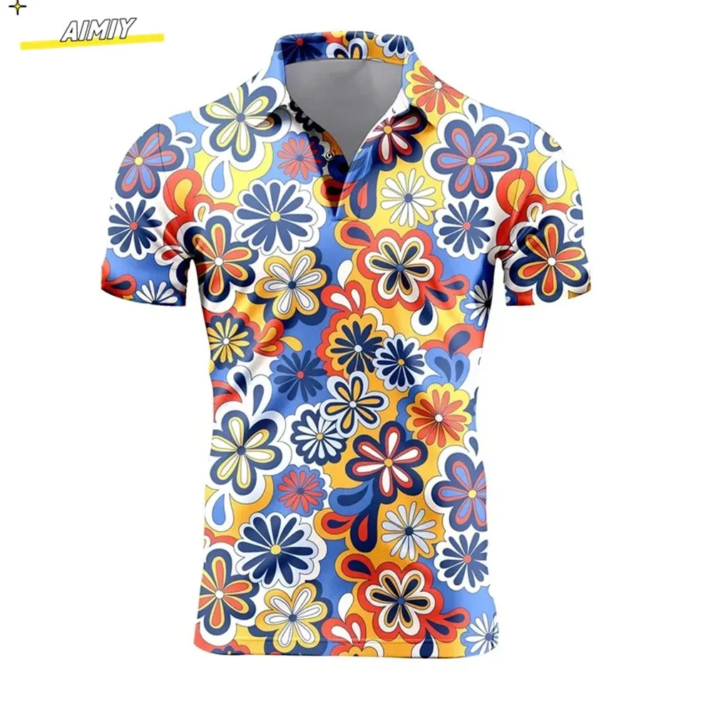 Summer Casual T-shirts Mens Short Sleeve Polo Shirts Lapel Button Work Clothing Shirts Quick Dry Tee Sports Golf T-shirt 2023