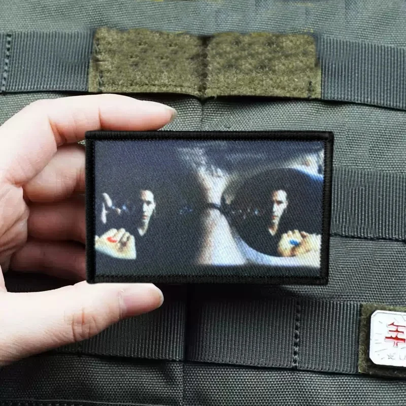 Morpheus Red Pill Matrix Movie Patch on Clothes Tactical Morale Badges Printed Hook Loop Military Patches Backpack Stickers