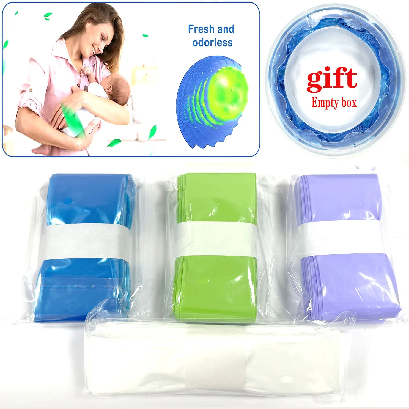 4+1 Genie Replacement Trash Bags Refill Bags Baby Diaper Garbage Bags Anti Tearing Waste Bags For Angel Care And Tommee Tippee