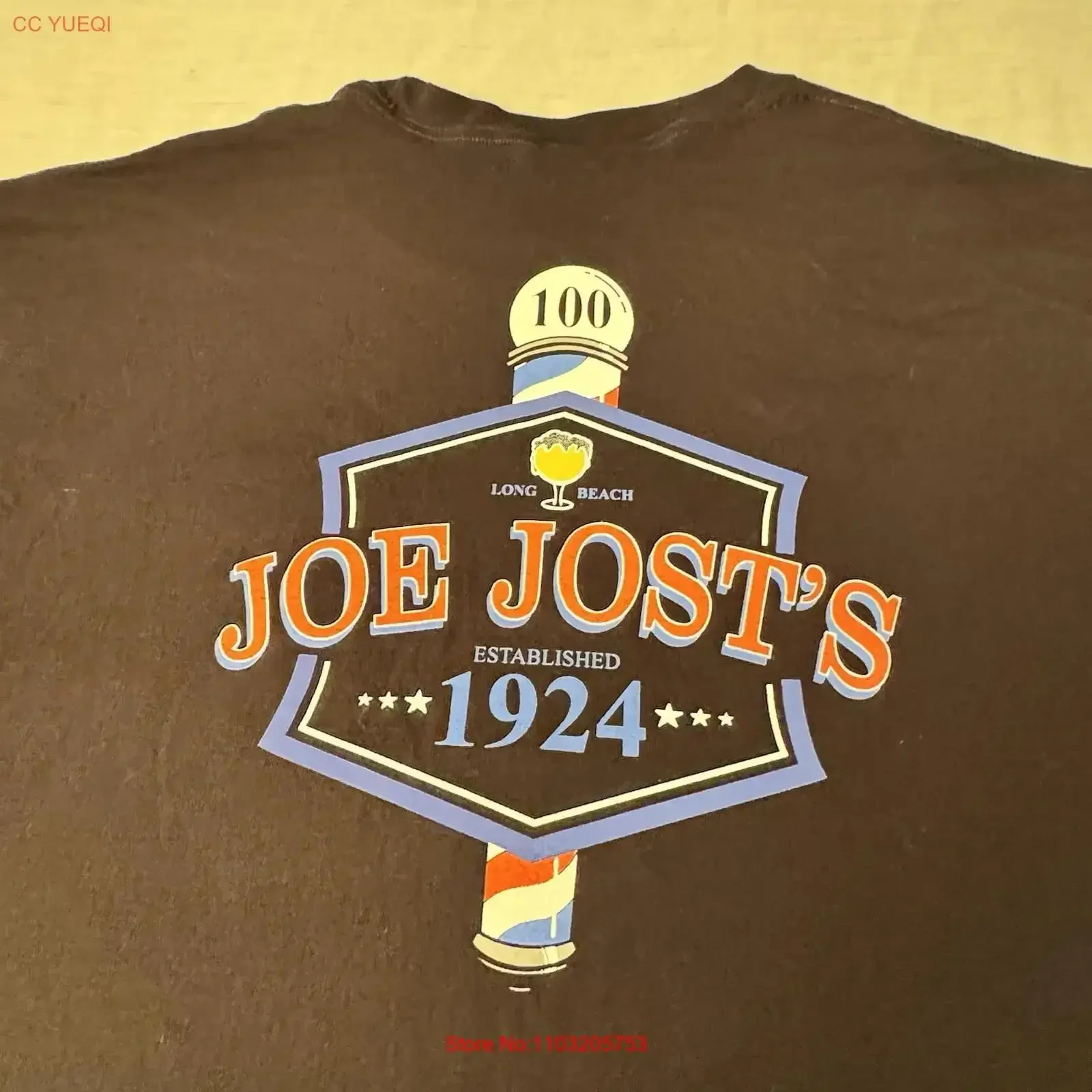 

Joe Jost s 100th Anniversary Barbershop T Shirt Size 2XL Famous Long Beach Bar vintage Washed Casual homme Versatile streetwear