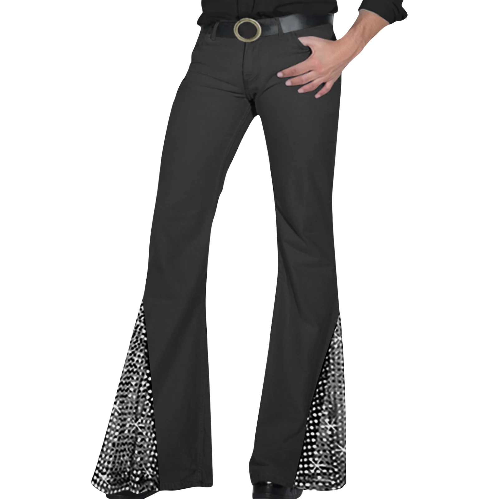 Pantalon évasé pour hommes, décontracté, élégant, rétro, paillettes, Design, bas de cloche pour toutes les saisons