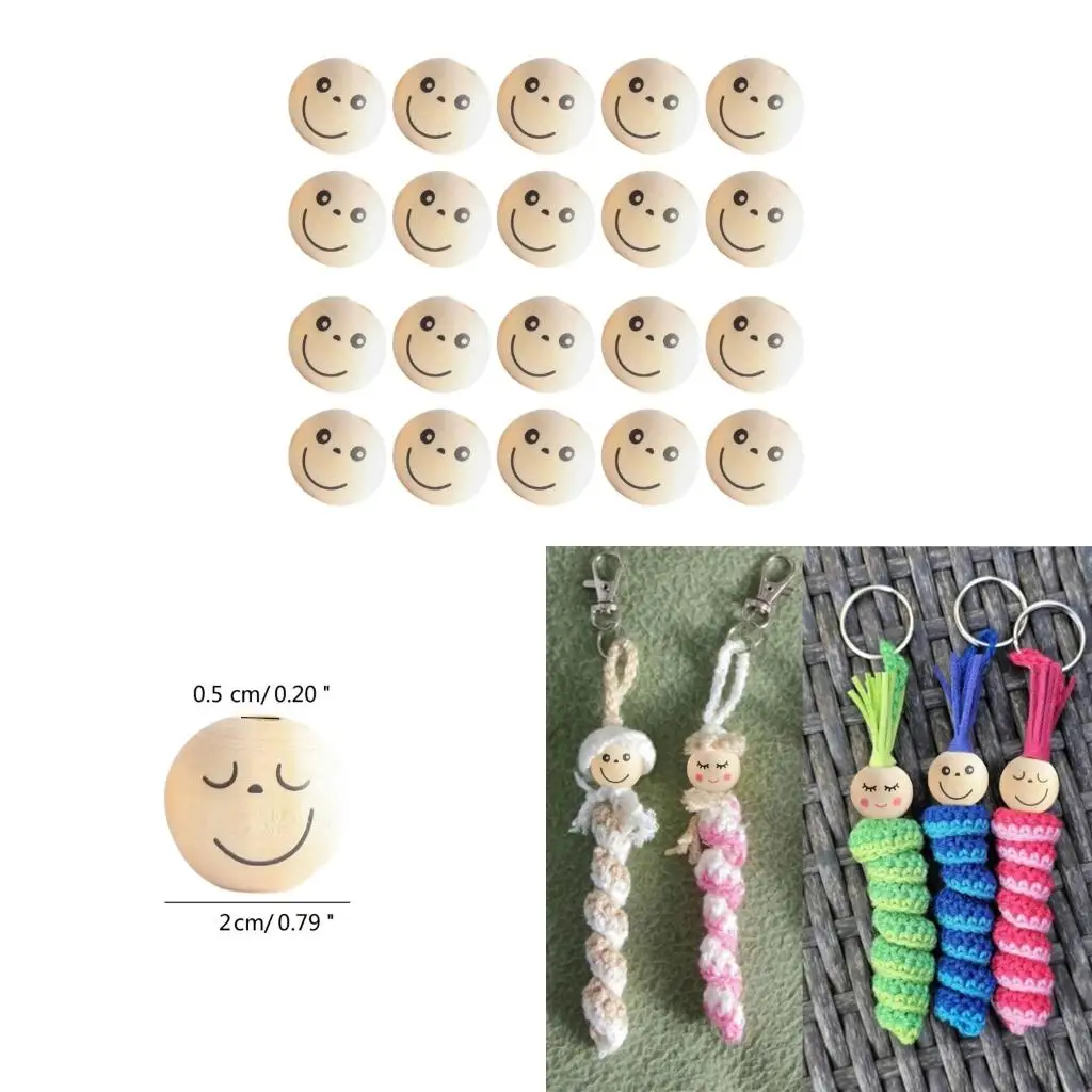  DIY Decor Craft Wooden Beads for Crafting Wooden Faced Beads Smiles Wooden Beads